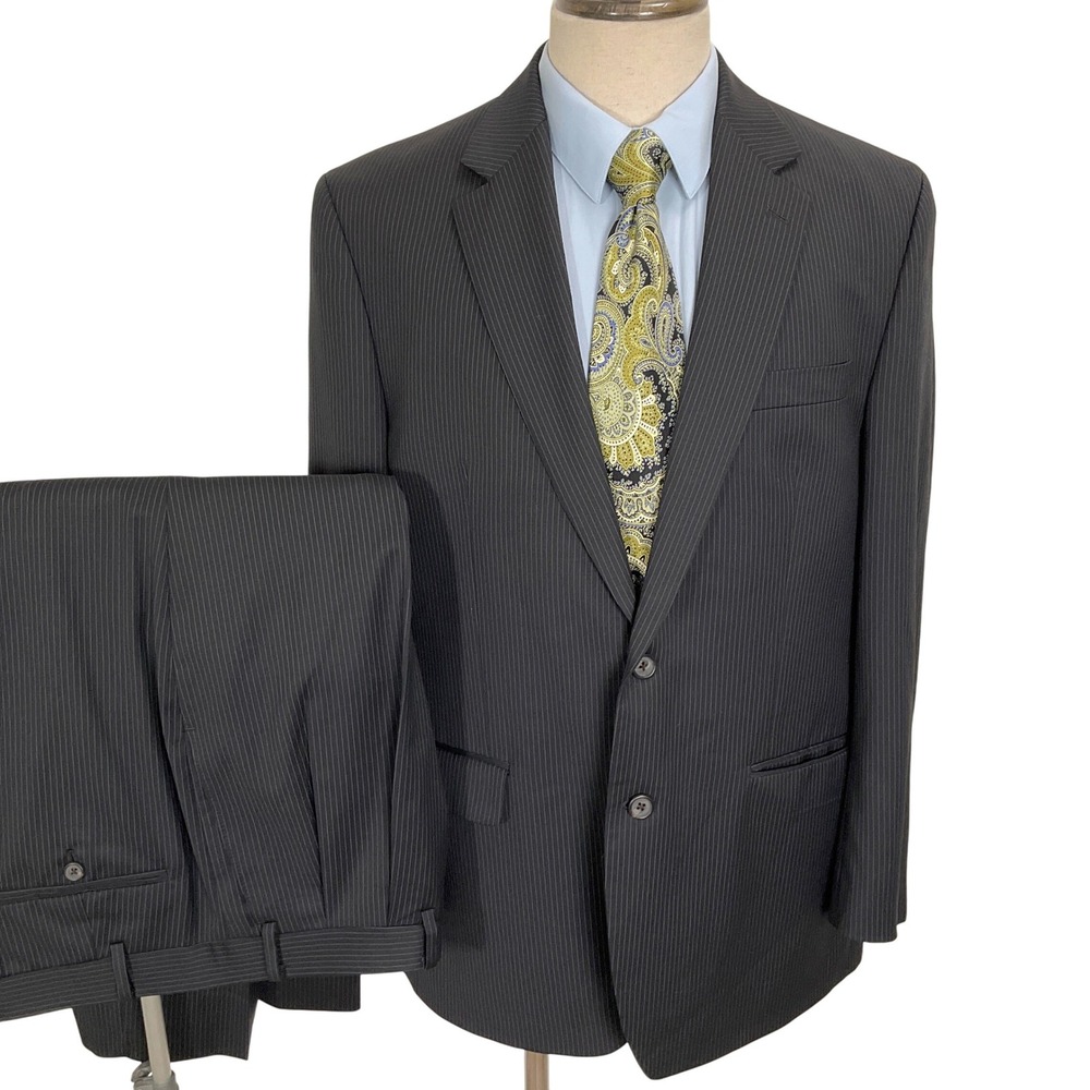 Ralph Lauren Suit Men 44R 36W 26L Grayā Pinstripe Classic 2pc Wool